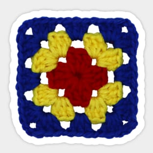 Primary Colors Vintage Crochet Granny Square Sticker